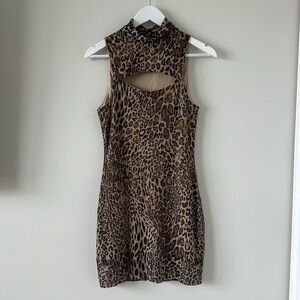 Women’s Cheetah Bodycon Sleeveless Mini Dress Leopard Festival Y2K 90s Rave VTG